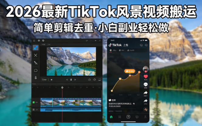 2026最新TikTok风景视频搬运简单剪辑去重小白副业月入 8000-超级会员网