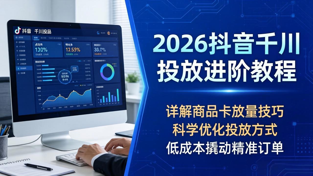 2026抖音千川投放进阶教程，详解商品卡放量技巧，科学优化投放方式，低成本撬动精准订单-超级会员网