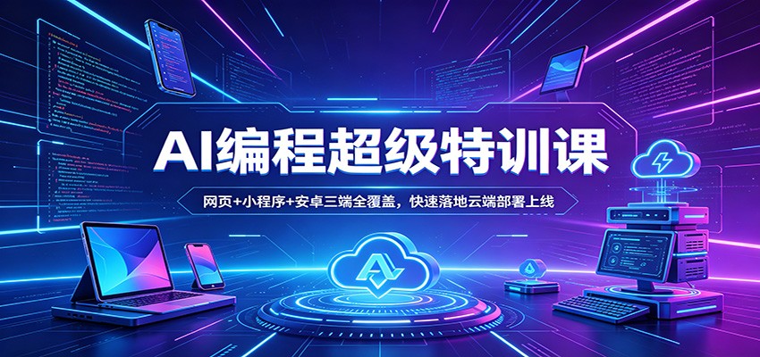 AI编程超级特训课：网页+小程序+安卓三端全覆盖，快速落地云端部署上线-超级会员网