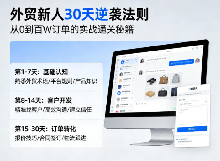 外贸新人30天逆袭法则，教你从0到百W订单的实战通关秘籍-超级会员网
