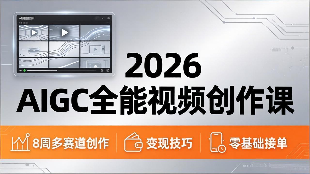2026AIGC全能视频创作课，8周吃透多赛道创作+变现，零基础也能高效出片接单-超级会员网