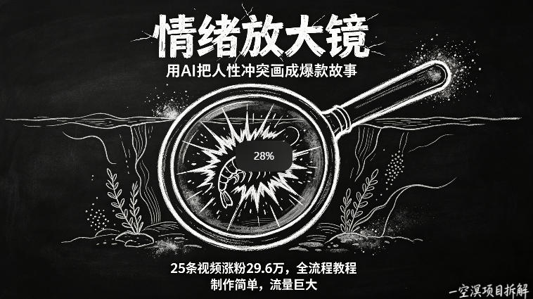 AI制作“情绪放大镜“视频，25条视频涨粉29.6W粉，流量巨大，制作简单，全流程教程-超级会员网