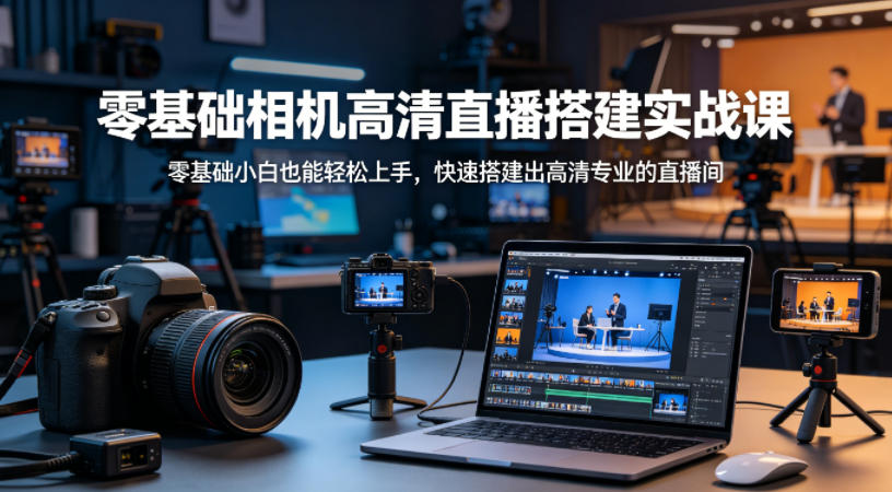 零基础相机高清直播间搭建实战课，小白也能轻松上手，快速搭建出高清专业的直播间-超级会员网