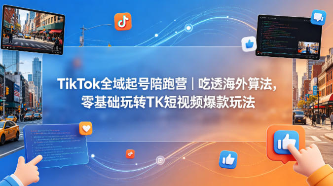 TikTok全域起号陪跑营｜吃透海外算法，零基础玩转TK短视频爆款玩法-超级会员网
