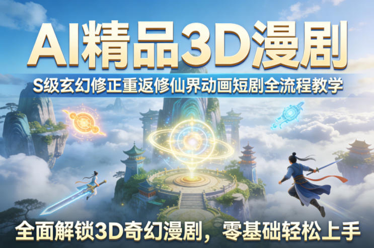 AI精品3D漫剧S级玄幻修正重返修仙界动画短剧全流程教学，全面解锁3D奇幻漫剧，零基础轻松上手-超级会员网