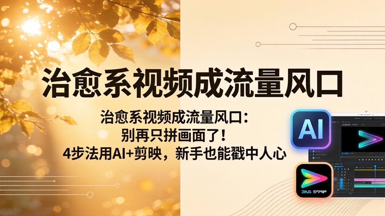 治愈系视频成流量风口：别再只拼画面了！4步法用AI+剪映，新手也能戳中人心-超级会员网