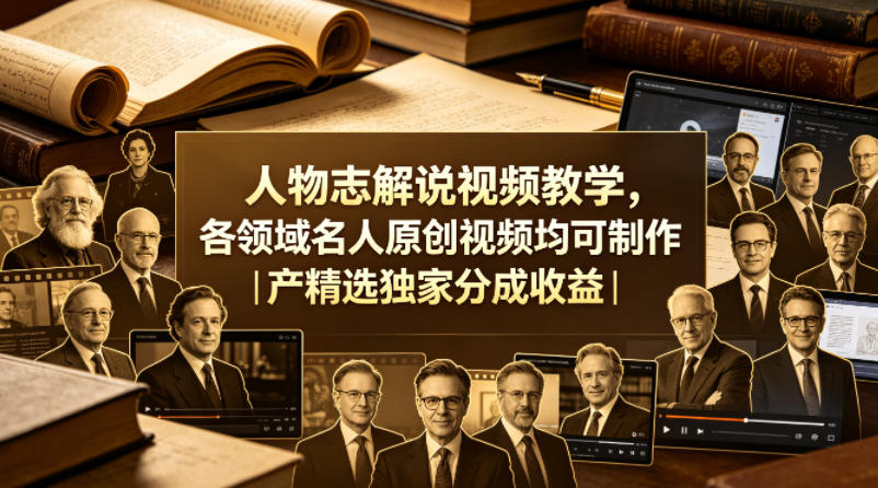 人物志解说视频教学，各领域名人原创视频均可制作丨精选独家分成收益(更新0430)-超级会员网