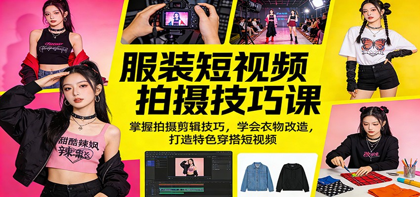 服装短视频拍摄技巧课：掌握拍摄剪辑技巧，学会衣物改造，打造特色穿搭短视频-超级会员网