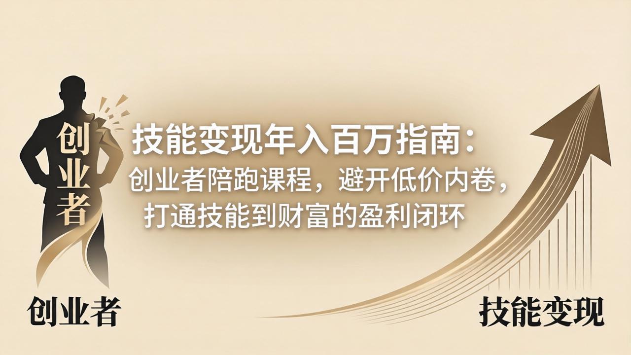技能变现年入百万指南：创业者陪跑课程，避开低价内卷，打通技能到财富的盈利闭环-超级会员网