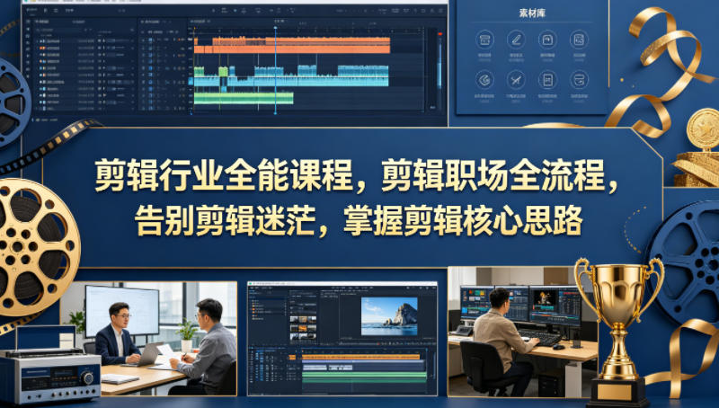 剪辑行业全能课程，剪辑职场全流程，告别剪辑迷茫，掌握剪辑核心思路-超级会员网