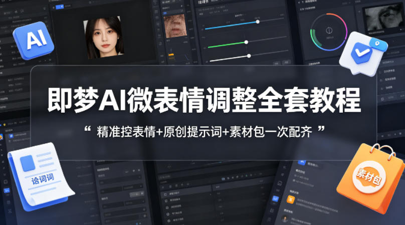 即梦AI微表情调整全套教程，精准控表情+原创提示词+素材包一次配齐-超级会员网