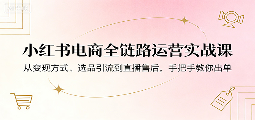 小红书电商全链路运营实战课：从变现方式、选品引流到直播售后，手把手教你出单-超级会员网