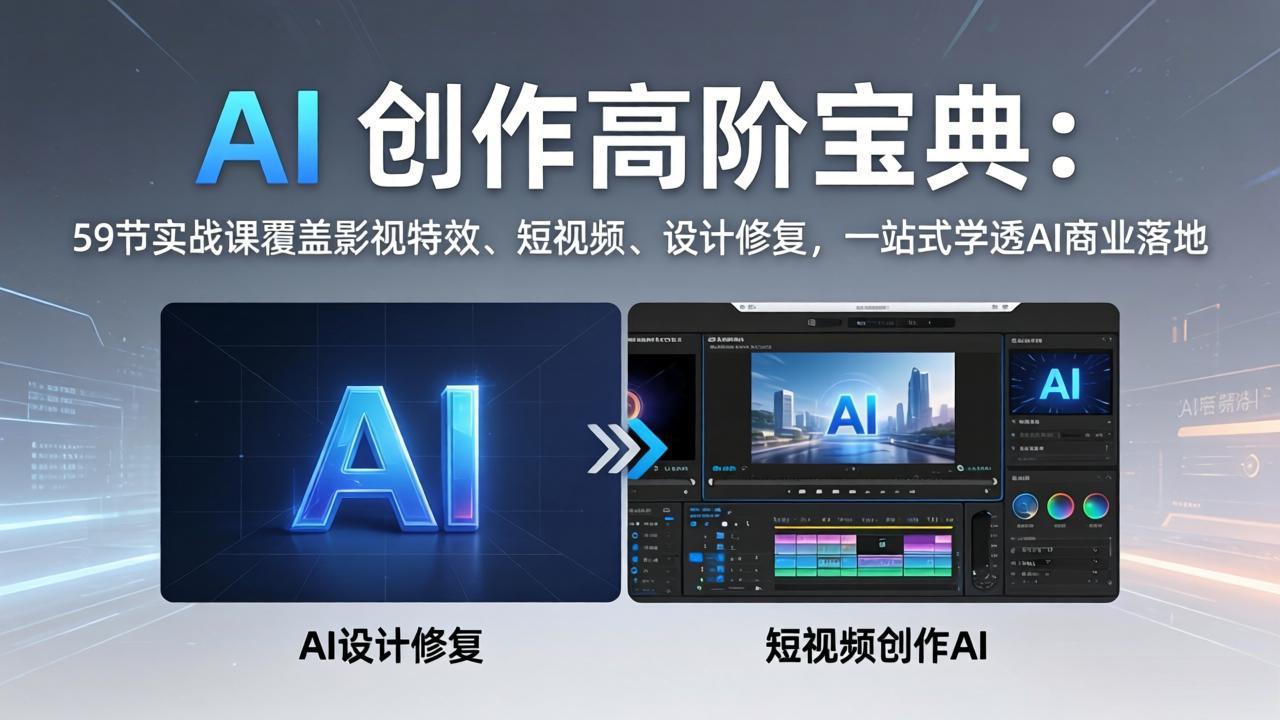 AI 创作高阶宝典：59节实战课覆盖影视特效、短视频、设计修复，一站式学透AI商业落地-超级会员网
