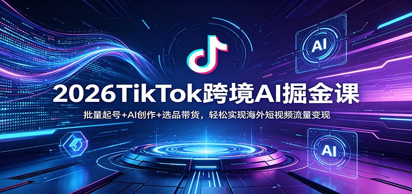 2026TikTok跨境AI掘金课：批量起号+AI创作+选品带货，轻松实现海外短视频流量变现-超级会员网