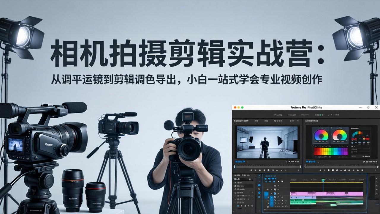 相机拍摄剪辑实战营：从调平运镜到剪辑调色导出，小白一站式学会专业视频创作-超级会员网