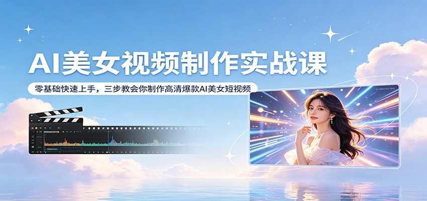 AI美女视频制作实战课：零基础快速上手，三步教会你制作高清爆款AI美女短视频-超级会员网