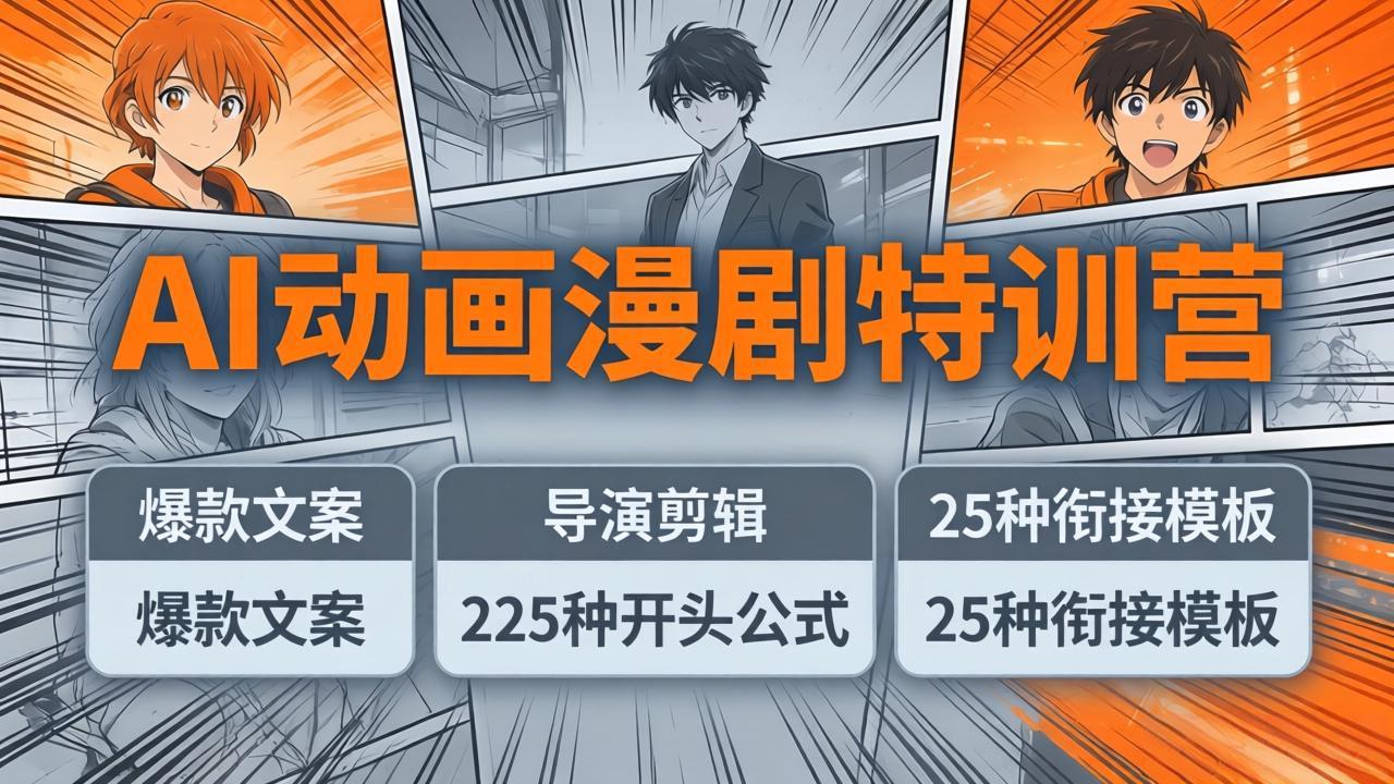 AI动画漫剧特训营：爆款文案+导演剪辑：225种开头公式+25种衔接模板，两小时剪电影级大片-超级会员网