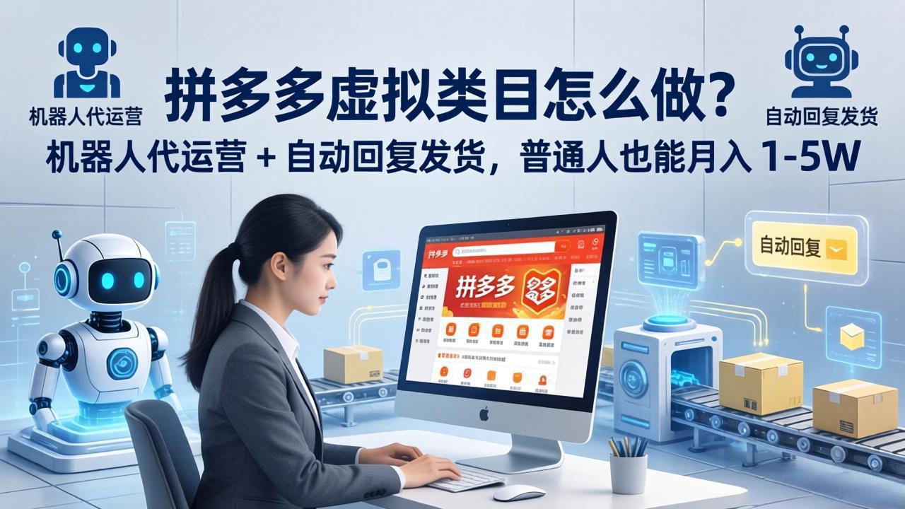 拼多多虚拟类目怎么做？机器人代运营 + 自动回复发货，普通人也能月入 1-5W-超级会员网
