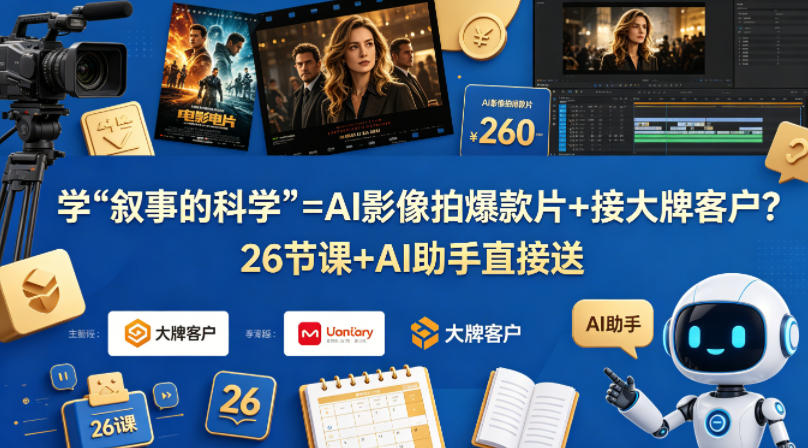 学《叙事的科学》=AI影像拍爆款片+接大牌客户？26节课+AI助手直接送【原创双语字幕】-超级会员网