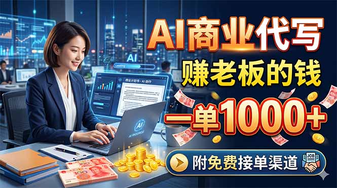 AI商业代写，赚老板的钱，一单1000+，附免费接单渠道-超级会员网