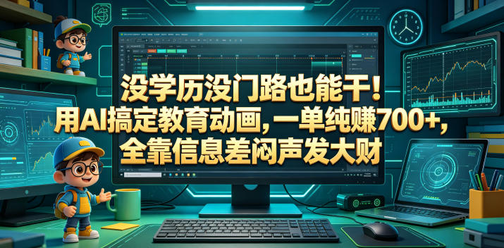 没学历没门路也能干！用AI搞定教育动画，一单纯賺700+，全靠信息差闷声发大财【揭秘】-超级会员网