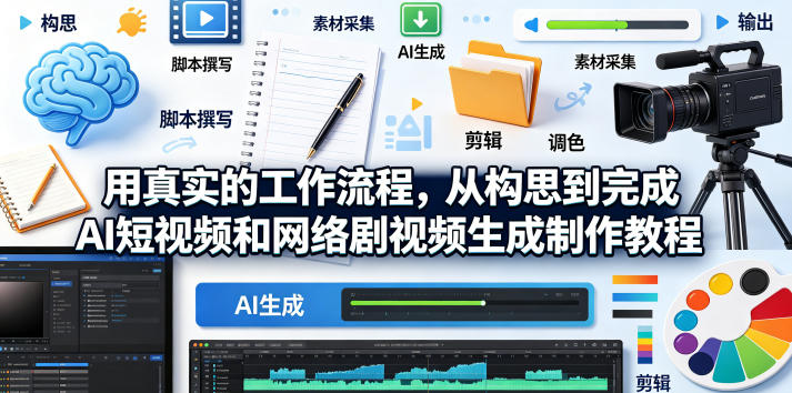 用真实的工作流程，从构思到完成AI短视频和网络剧视频生成制作教程-中英字幕-超级会员网