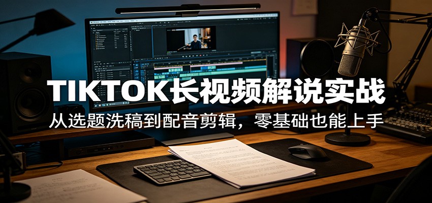 TIKTOK长视频解说实战：从选题洗稿到配音剪辑，零基础也能上手-超级会员网