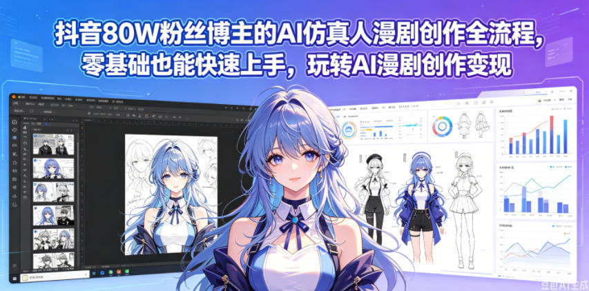 抖音80W粉丝博主的AI仿真人漫剧创作全流程，零基础也能快速上手，玩转AI漫剧创作变现-超级会员网