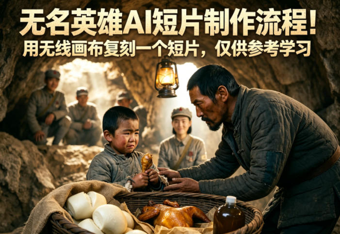 无名英雄AI短片制作流程！用无线画布复刻一个短片，仅供参考学习-超级会员网