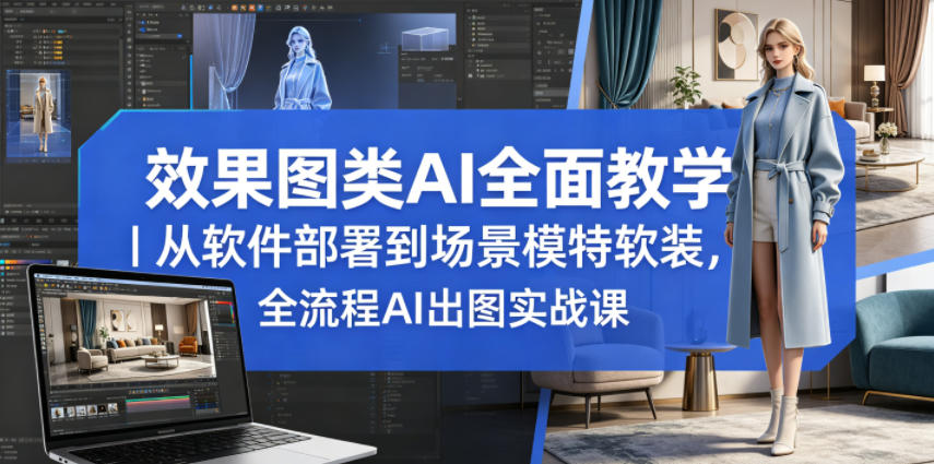 效果图类AI全面教学｜从软件部署到场景模特软装，全流程AI出图实战课-超级会员网