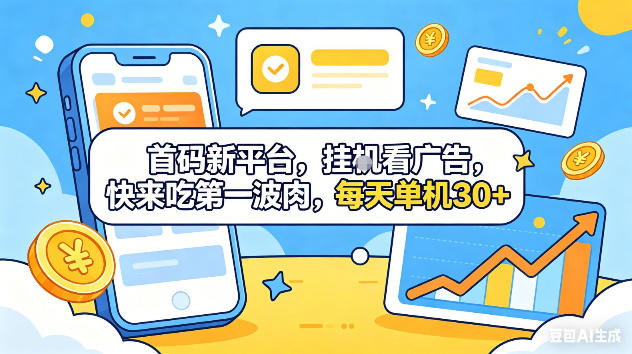 首码新平台，挂G自动看广告，快来吃第一波肉，每天单机30+，可矩阵放大【揭秘】-超级会员网