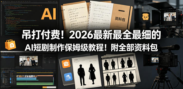 吊打付费！2026最新最全最细的AI短剧制作保姆级教程！附全部资料包-超级会员网