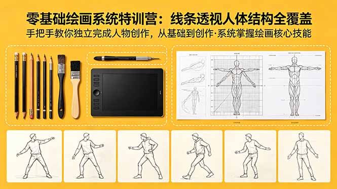 零基础绘画系统特训营：线条透视人体结构全覆盖，手把手教你独立完成人物创作-超级会员网