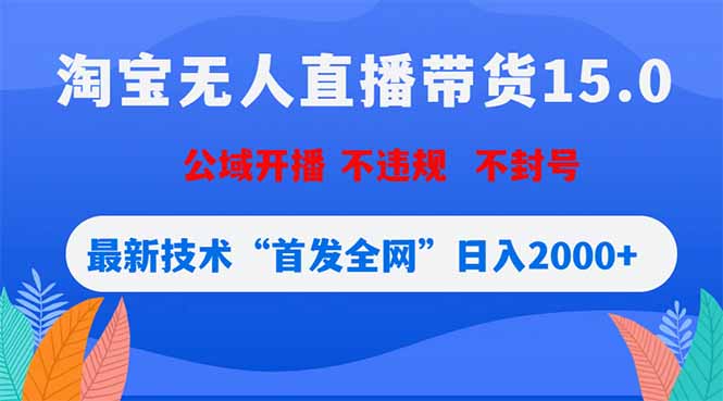 淘宝无人直播带货15.0，不封号，不违规，公域玩法，首发全网日入2000+-超级会员网