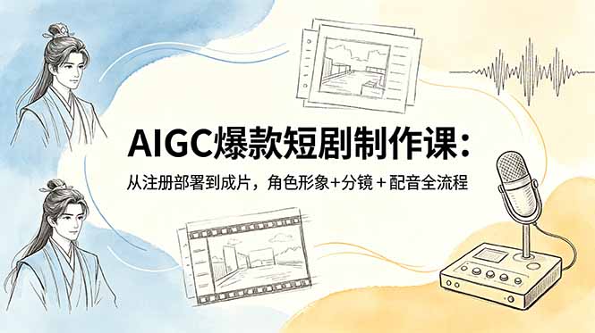 AIGC爆款短剧制作课：从注册部署到成片，角色形象+分镜+配音全流程-超级会员网