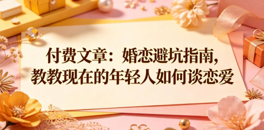付费文章：婚恋避坑指南，教教现在的年轻人如何谈恋爱-超级会员网