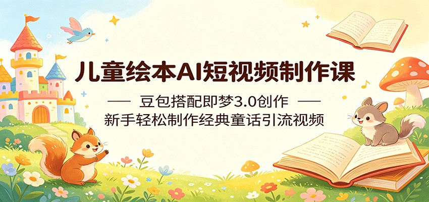 儿童绘本AI短视频制作课：豆包搭配即梦3.0创作，新手轻松制作经典童话引流视频-超级会员网