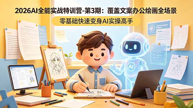 2026AI全能实战特训营-第3期：覆盖文案办公绘画全场景 零基础快速变身AI实操高手-超级会员网