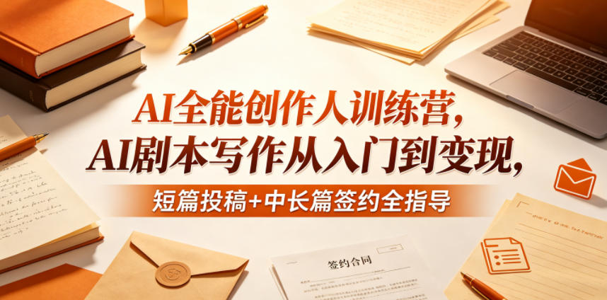 AI全能创作人训练营，AI剧本写作从入门到变现，短篇投稿+中长篇签约全指导-超级会员网