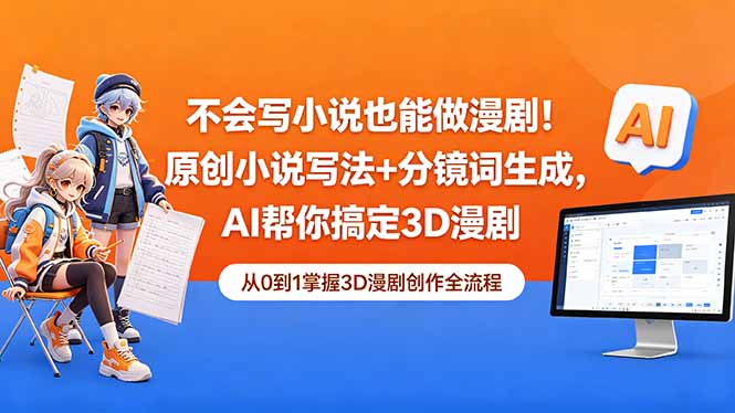 不会写小说也能做漫剧！原创小说写法+分镜词生成，AI帮你搞定3D漫剧-超级会员网