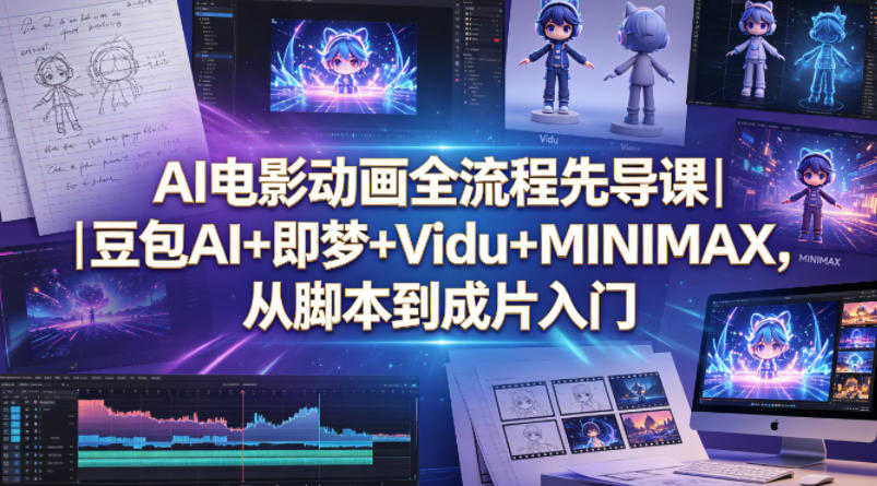 AI电影动画全流程先导课｜豆包AI+即梦+Vidu+MINIMAX，从脚本到成片入门-超级会员网