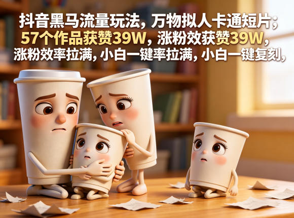 抖音黑马流量玩法，万物拟人卡通短片，57个作品获赞39W，涨粉效率拉满，小白一键复刻，保姆级拆解-超级会员网