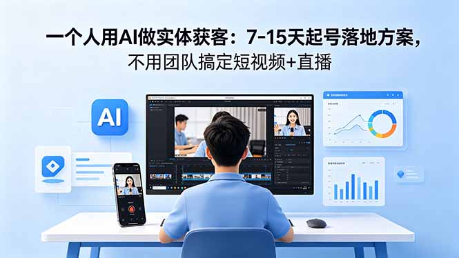 一个人用AI做实体获客：7-15天起号落地方案，不用团队搞定短视频+直播-超级会员网