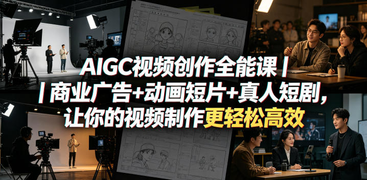 AIGC视频创作全能课｜商业广告+动画短片+真人短剧，让你的视频制作更轻松高效-超级会员网