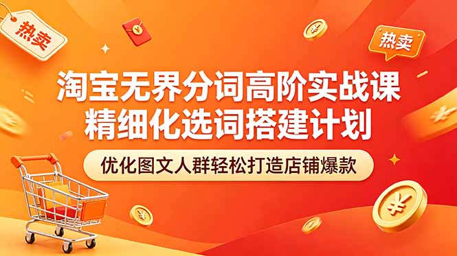 淘宝无界分词高阶实战课 精细化选词搭建计划 优化图文人群轻松打造店铺爆款-超级会员网