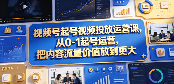 视频号起号视频投放运营课，从0-1起号运营，把内容流量价值放到更大-超级会员网