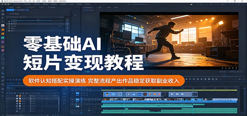 零基础AI短片变现教程：软件认知搭配实操演练，完整流程产出作品稳定获取副业收入-超级会员网