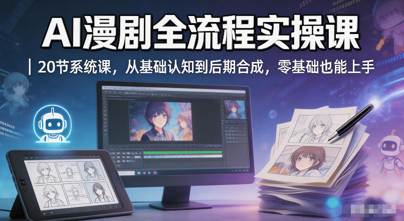 AI漫剧全流程实操课｜20节系统课，从基础认知到后期合成，零基础也能上手-超级会员网