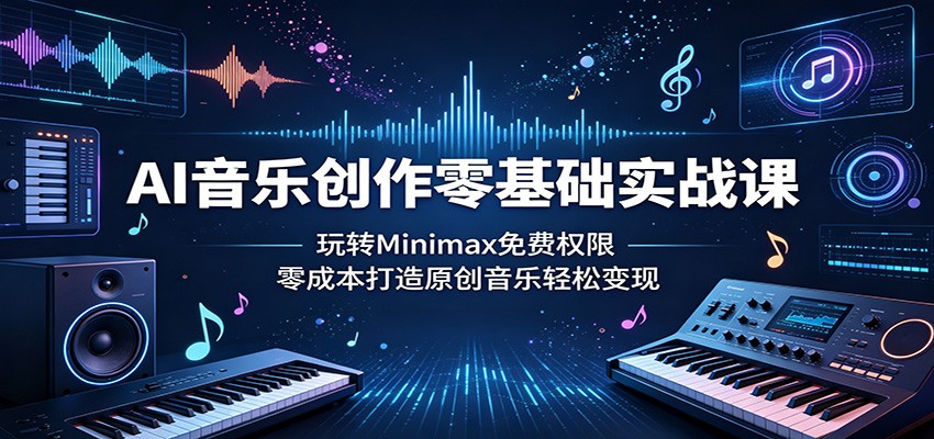 AI音乐创作零基础实战课：玩转Minimax免费权限，零成本打造原创音乐轻松变现-超级会员网