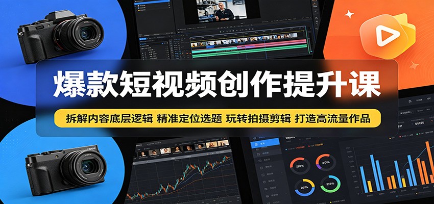 爆款短视频创作提升课：拆解内容底层逻辑，精准定位选题玩转拍摄剪辑打造高流量作品-超级会员网